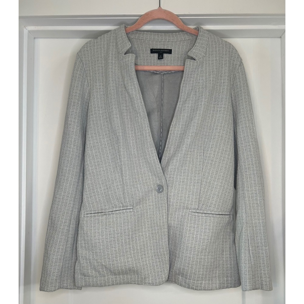 Banana Republic Womens Grey Textured Knit Single Button Blazer Jacket Medium
